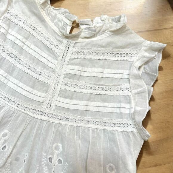 Vintage Dressing White Peasant Top Blouse Sleeveless Small Casual - Picture 2 of 6